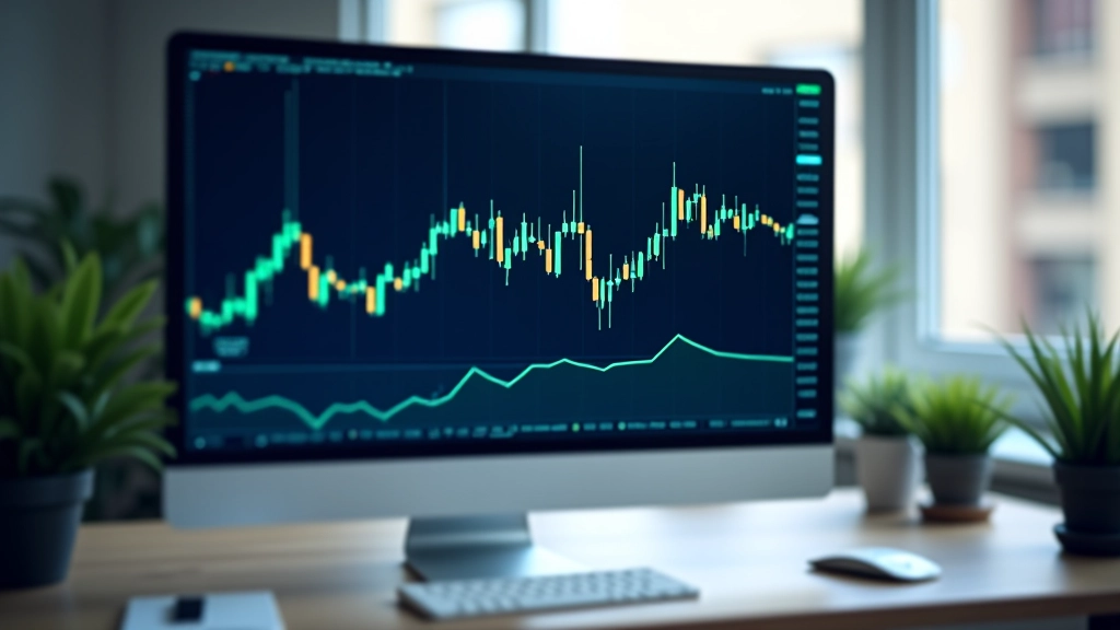 Écran d'ordinateur affichant des graphiques de marché avec des courbes de prix en temps réel et des indicateurs techniques colorés
